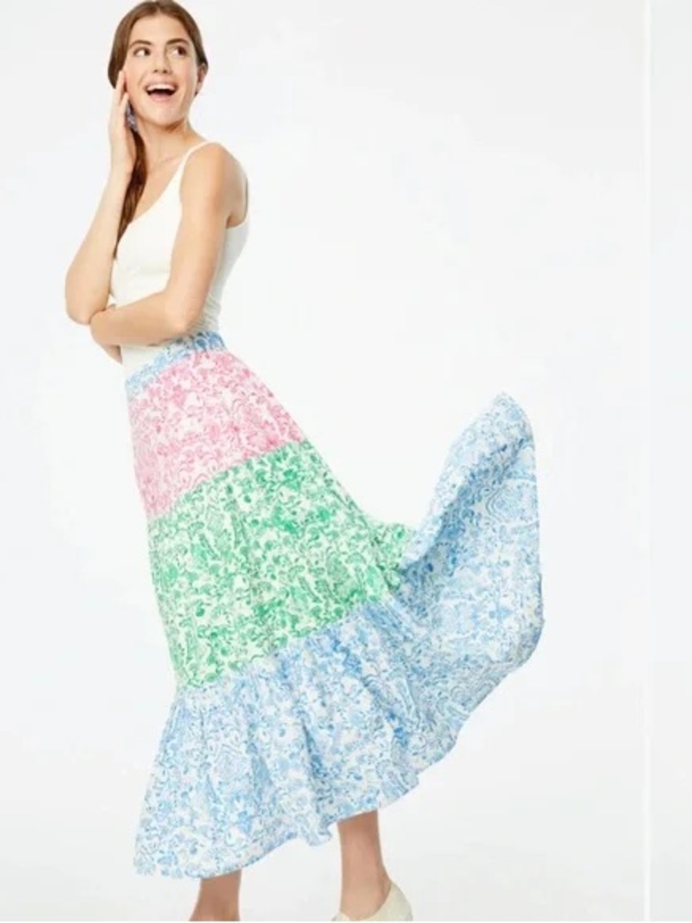 Roller Rabbit Aitrona Carlisa tiered cotton maxi skirt Small